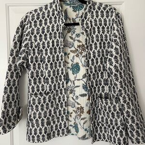 Black and White Quilted Patterned Women's Jacket